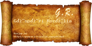 Gáspári Rozália névjegykártya